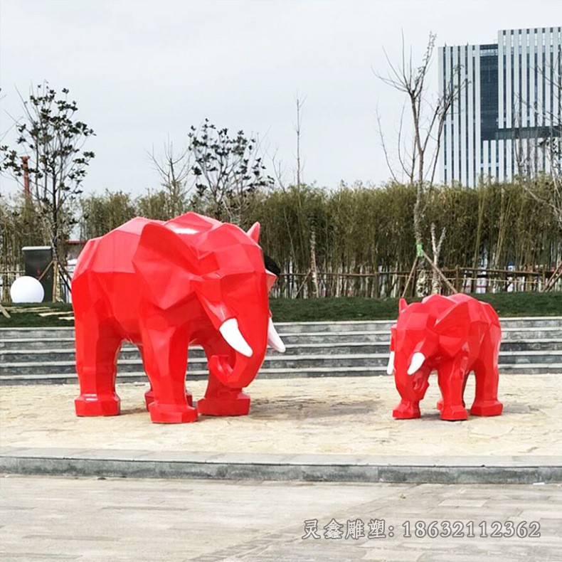 不锈钢彩绘大象广场景观雕塑