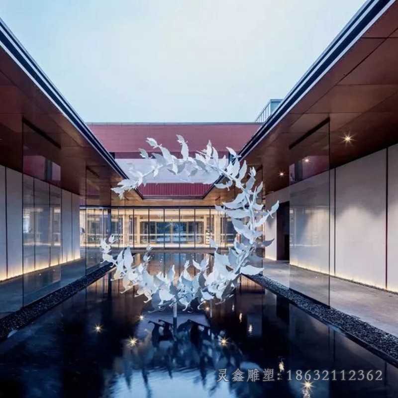 不锈钢抽象大雁城市景观雕塑