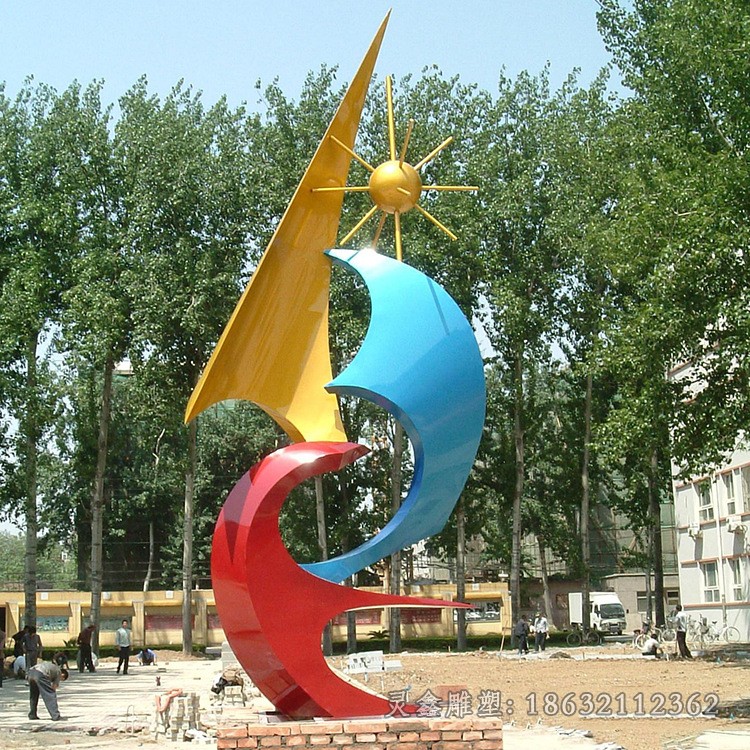 不锈钢彩绘彩带广场景观雕塑