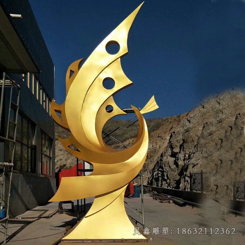 不锈钢抽象凤凰校园景观雕塑