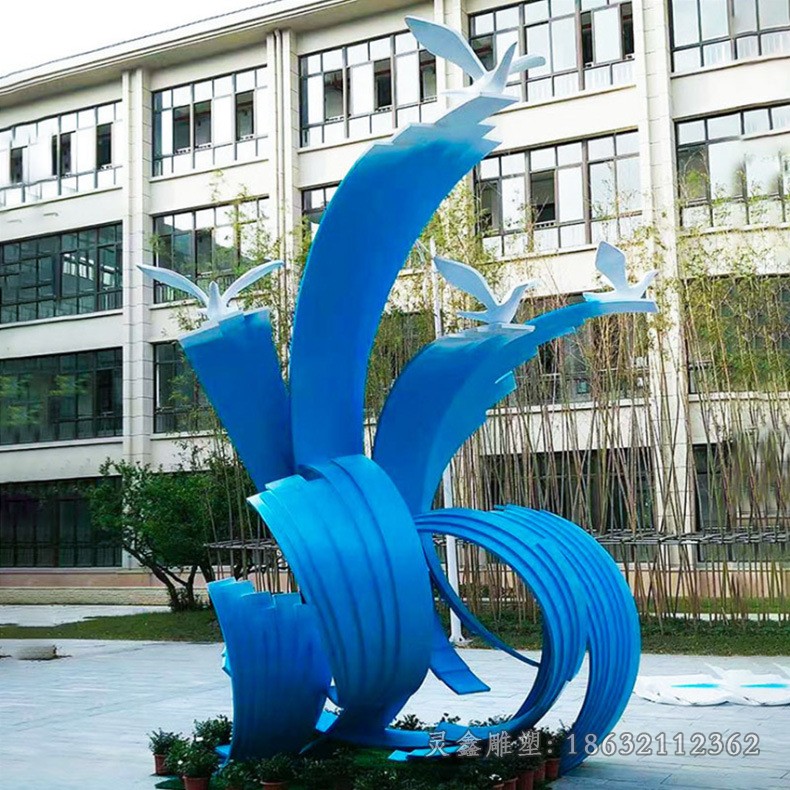 不锈钢彩绘鸽子城市景观雕塑