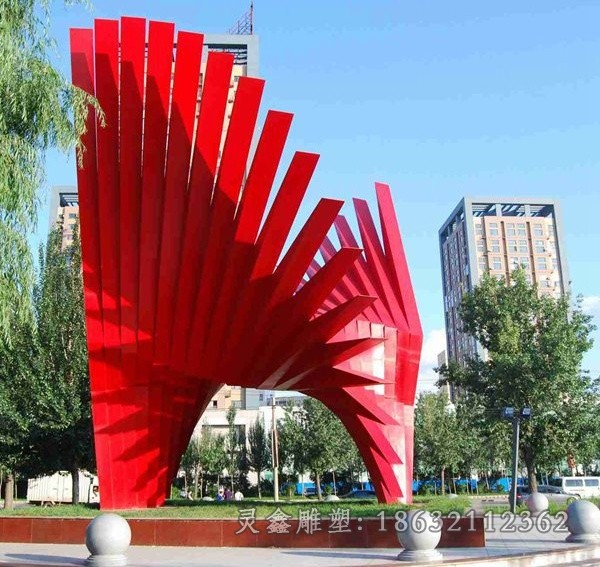 不锈钢彩绘抽象公园景观雕塑