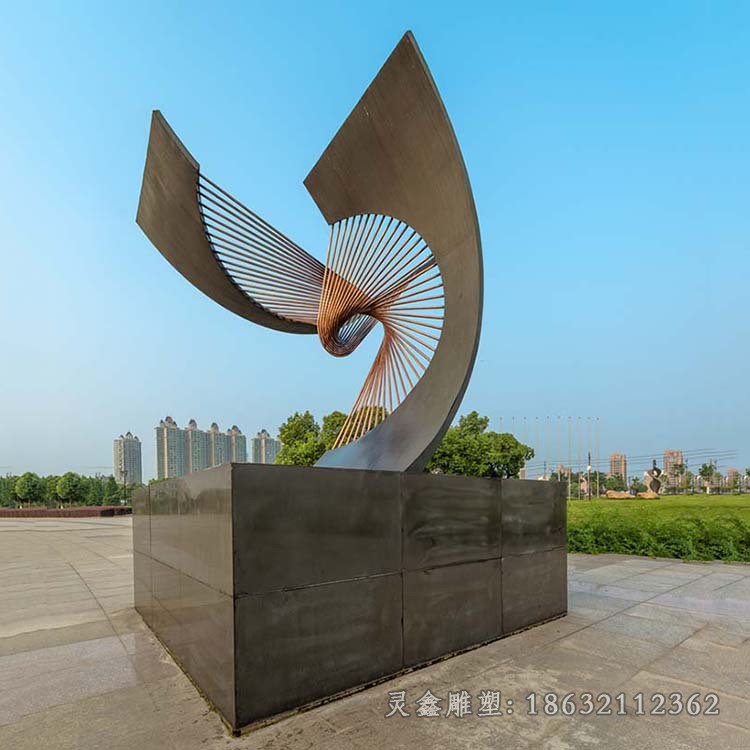 不锈钢抽象镜面城市景观雕塑