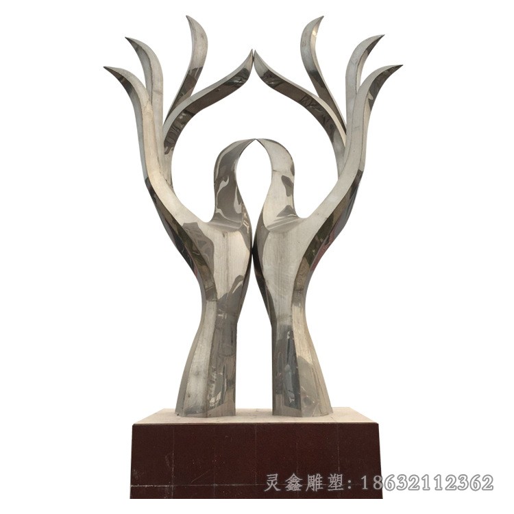 不锈钢抽象手广场景观雕塑