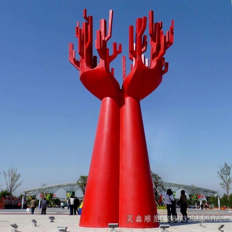 不锈钢抽象手广场景观雕塑