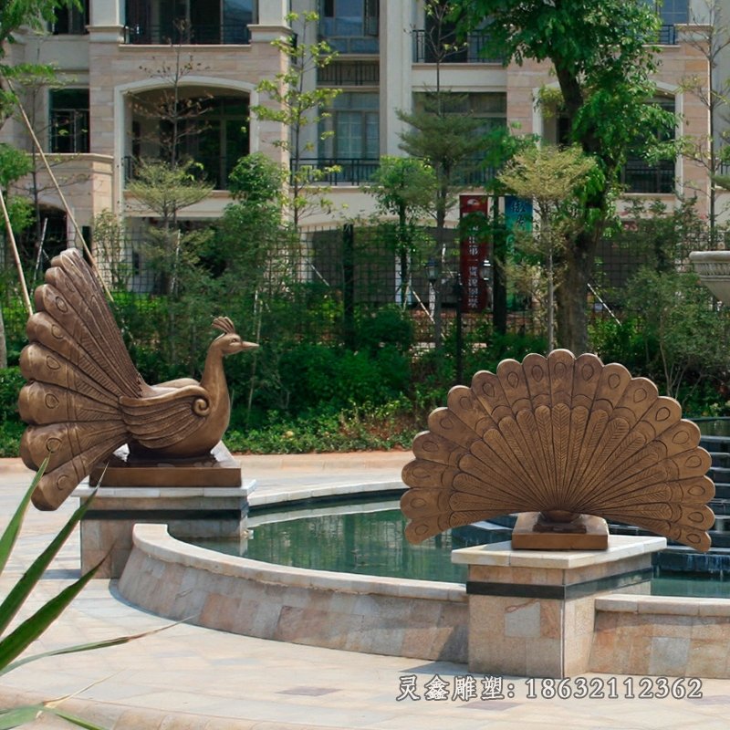 孔雀抽象铜雕 (2)