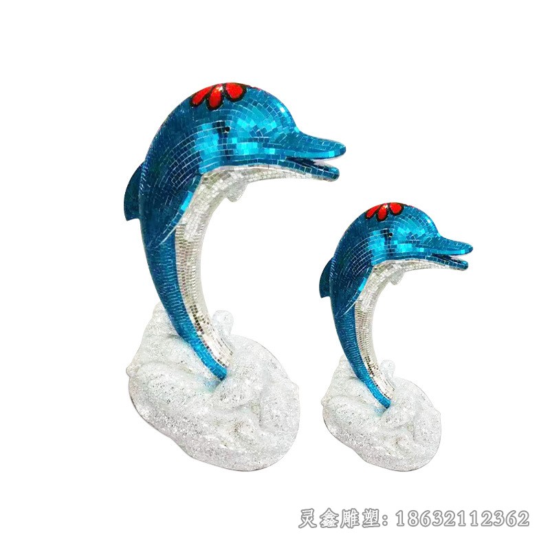 不锈钢彩绘海豚庭院动物雕塑