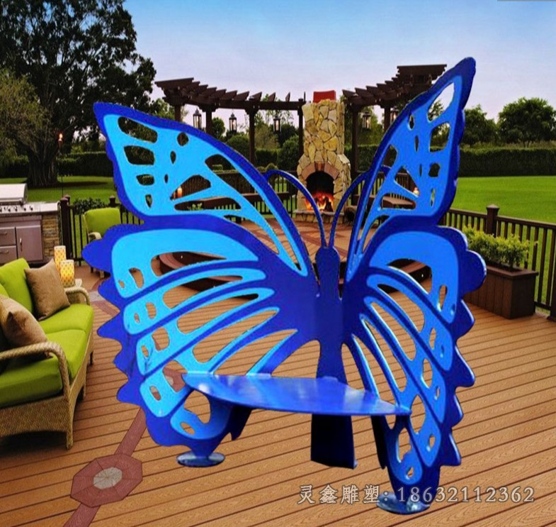 不锈钢彩绘蝴蝶校园景观雕塑