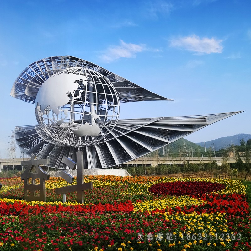 不锈钢创意眼睛校园景观雕塑