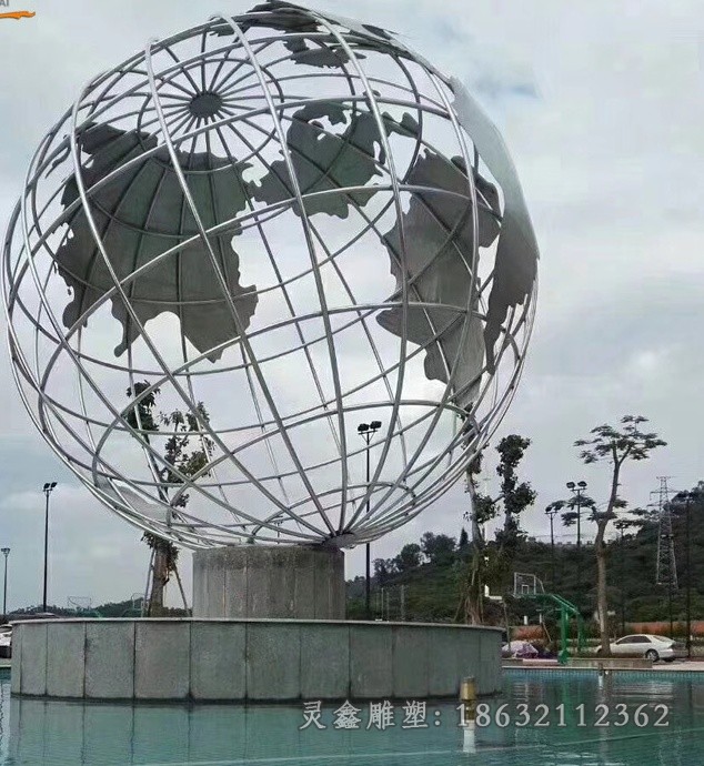 不锈钢抽象地球仪广场景观雕塑