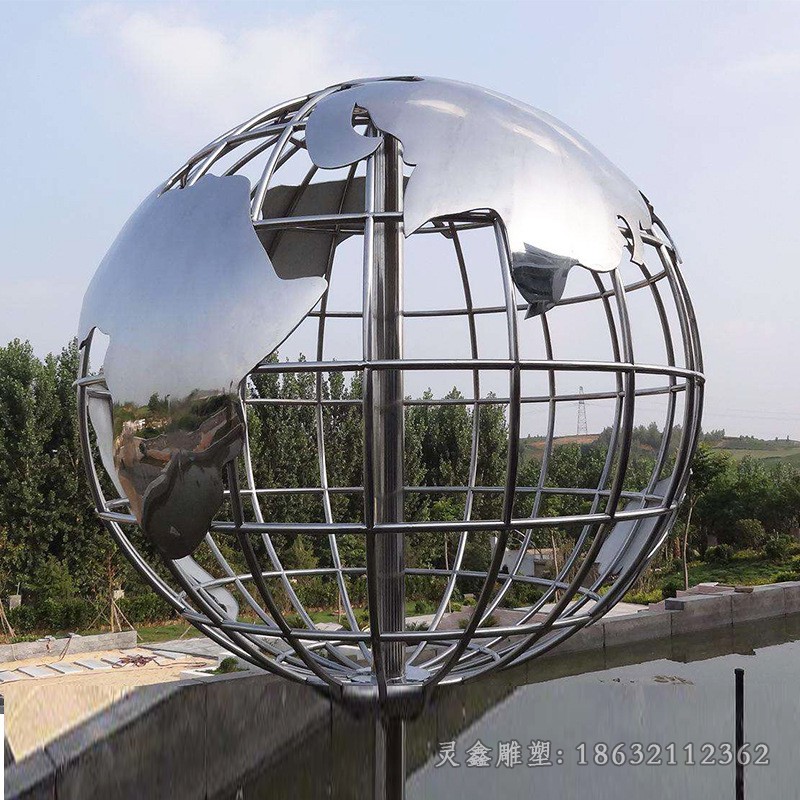 不锈钢镂空地球仪别墅景观雕塑