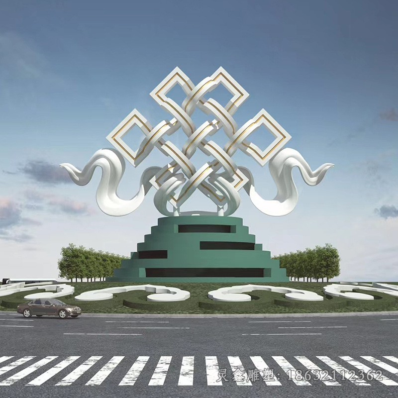 不锈钢彩绘抽象树城市景观雕塑