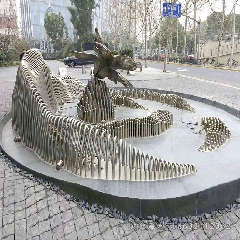 不锈钢假山广场景观雕塑