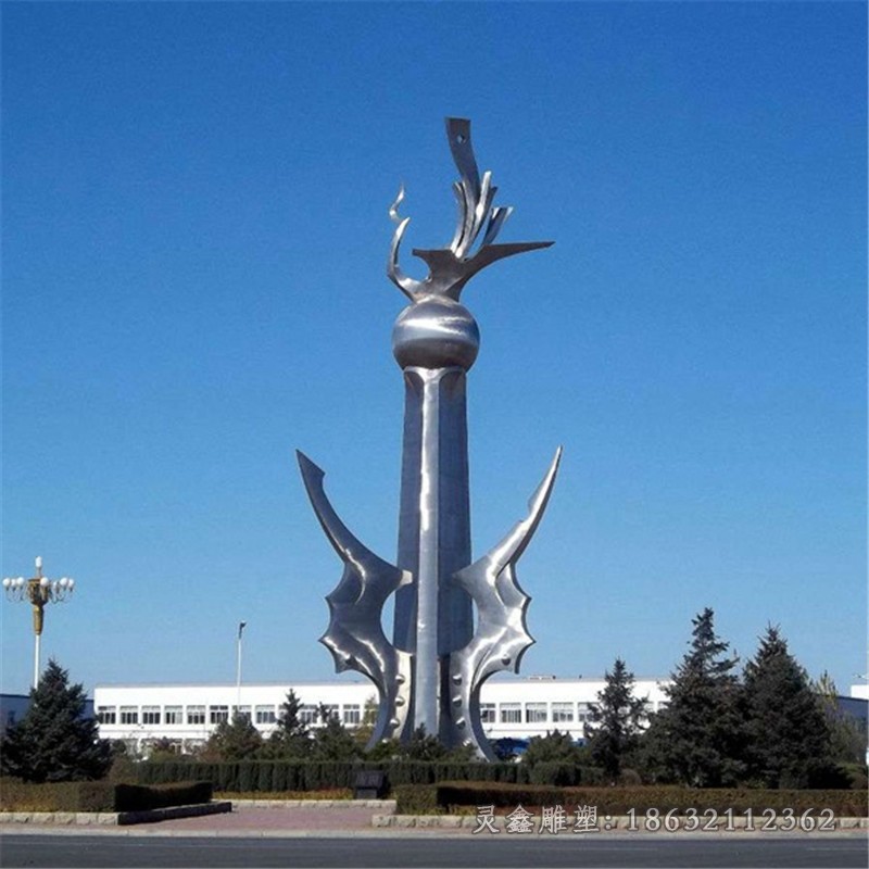 不锈钢彩绘抽象庭院景观雕塑