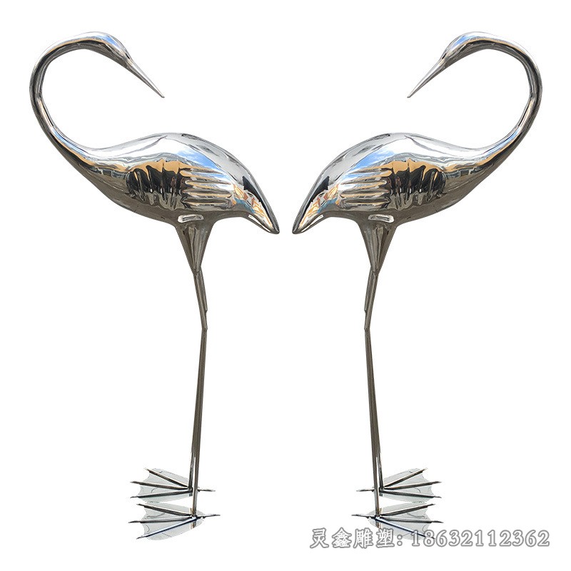 不锈钢情侣火烈鸟广场景观雕塑