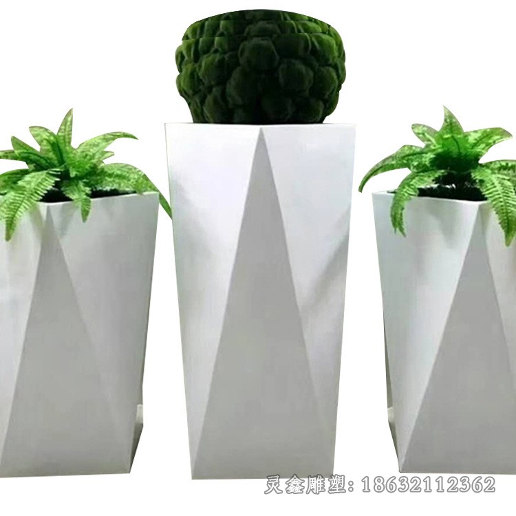 不锈钢几何花盆城市景观雕塑