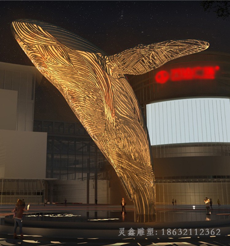 不锈钢镂空海豚广场景观雕塑