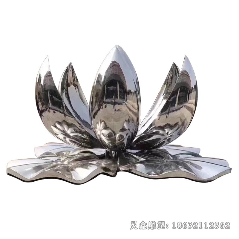 不锈钢镜面荷花校园景观雕塑