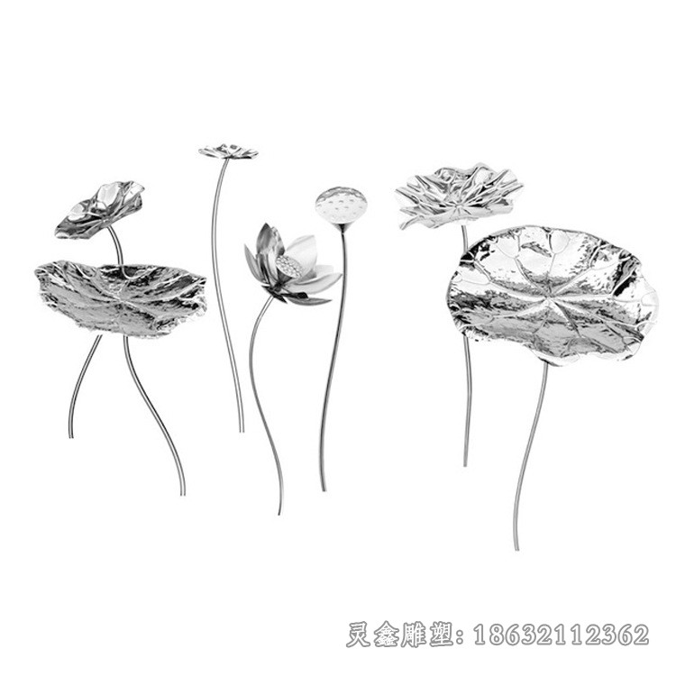 不锈钢镜面荷花庭院景观雕塑