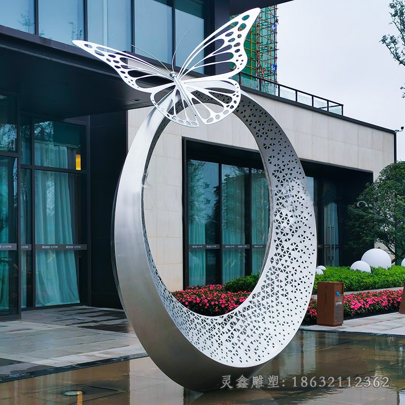 不锈钢镂空蝴蝶街边景观雕塑