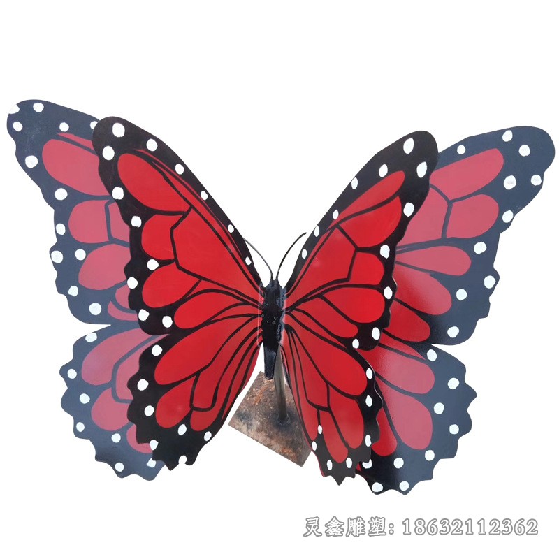 不锈钢彩绘蝴蝶户外景观雕塑