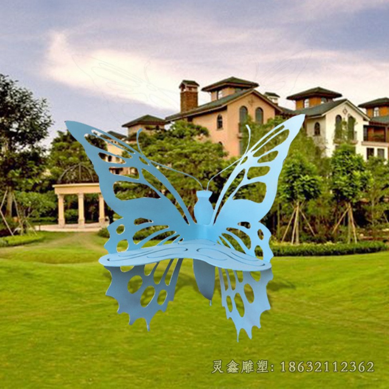 不锈钢彩绘蝴蝶庭院景观雕塑