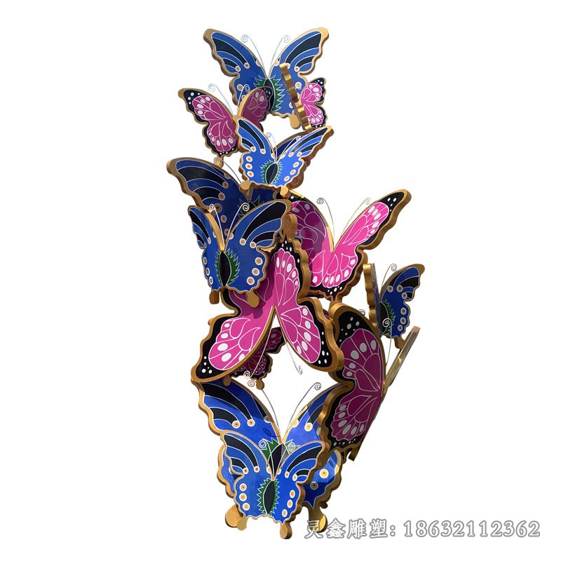 不锈钢彩绘蝴蝶景区景观雕塑
