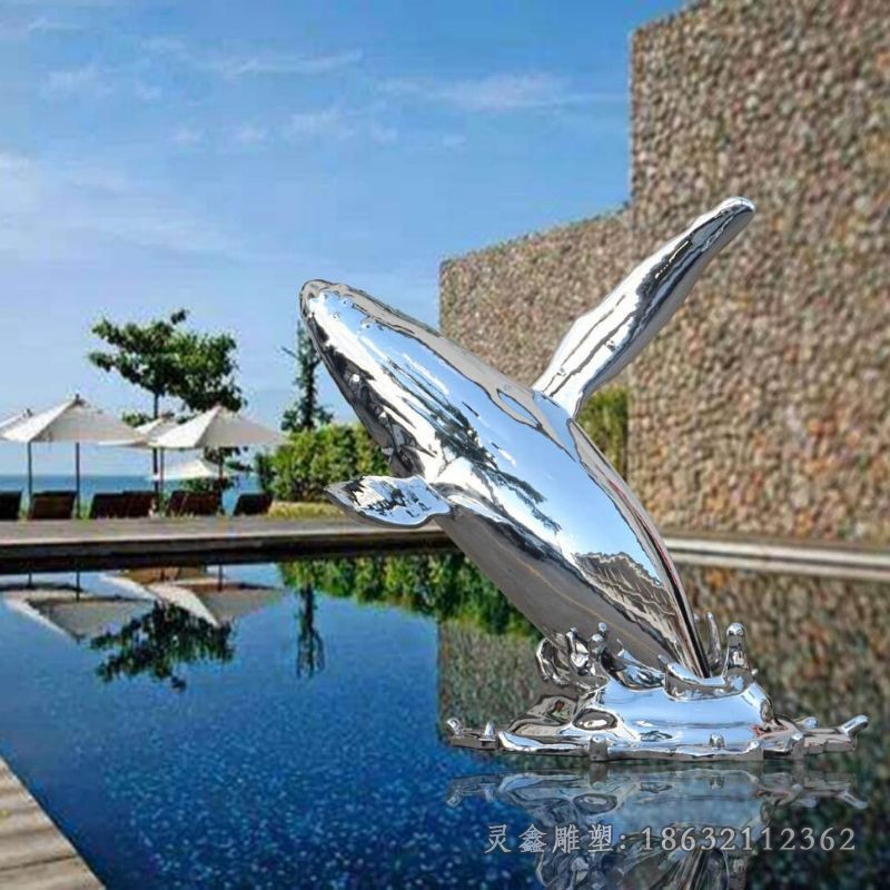 不锈钢镜面海豚景观铜雕