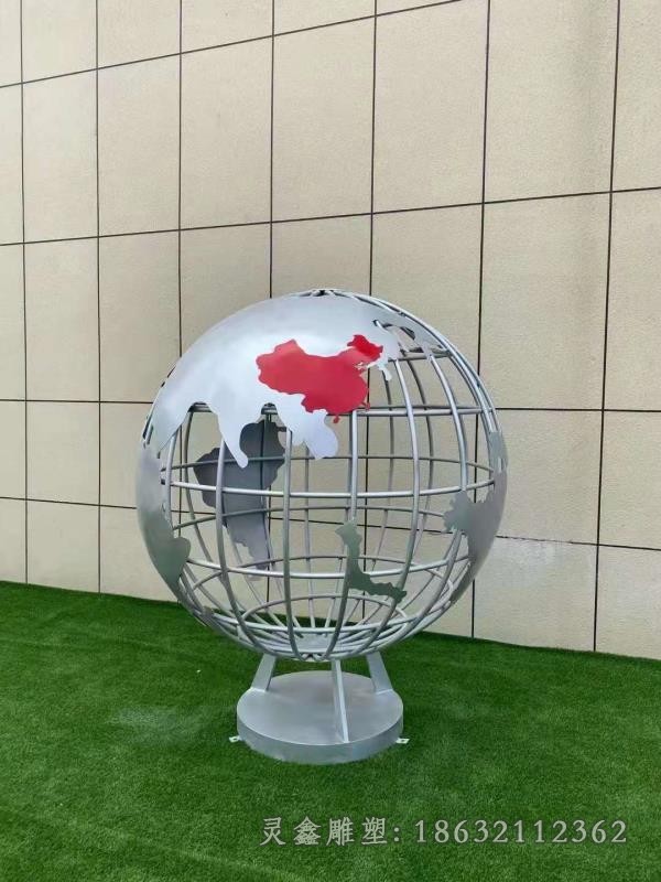 不锈钢镜面地球仪景观雕塑