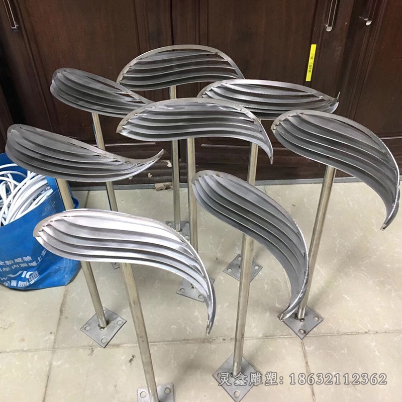 不锈钢几何动物鱼景观雕塑