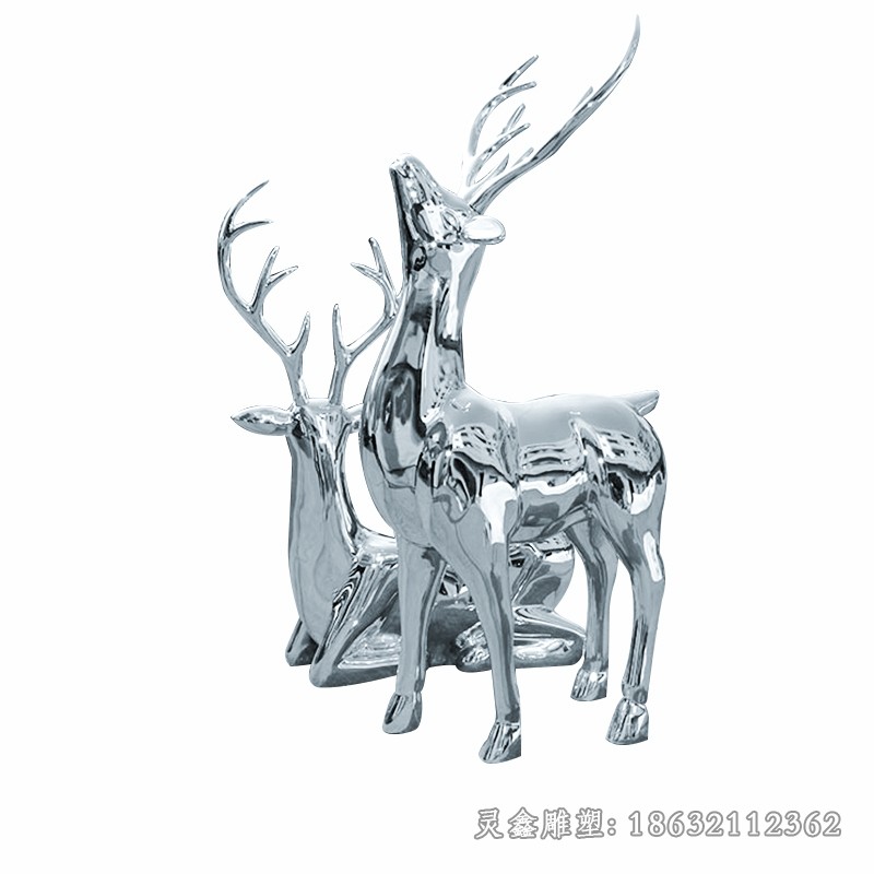 镜面不锈钢抽象鹿动物雕塑