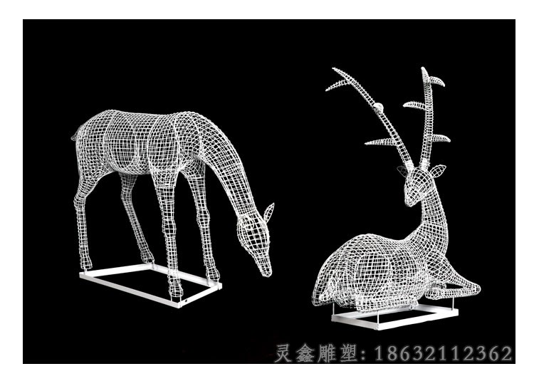 镂空不锈钢鹿动物雕塑