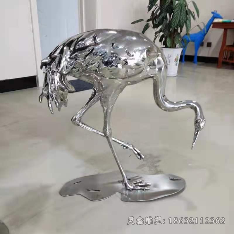 不锈钢白鹭动物景观雕塑