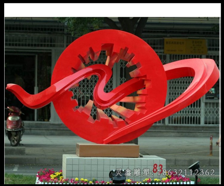 彩绘齿轮景观不锈钢雕塑