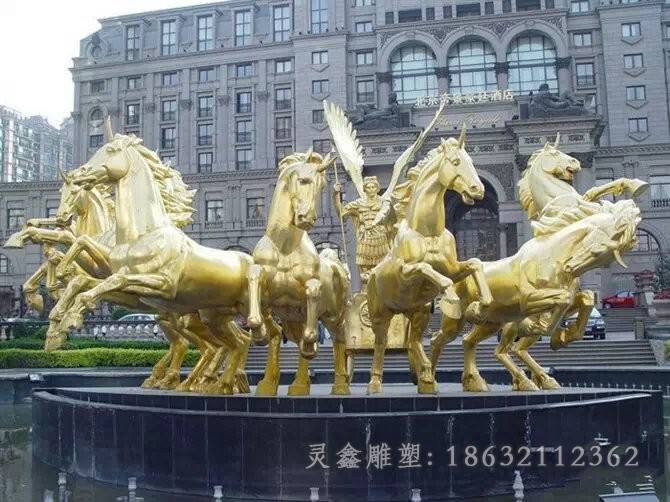 八匹马阿波罗景观铜雕