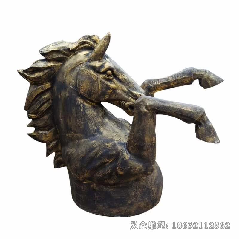 半身马动物景观铜雕
