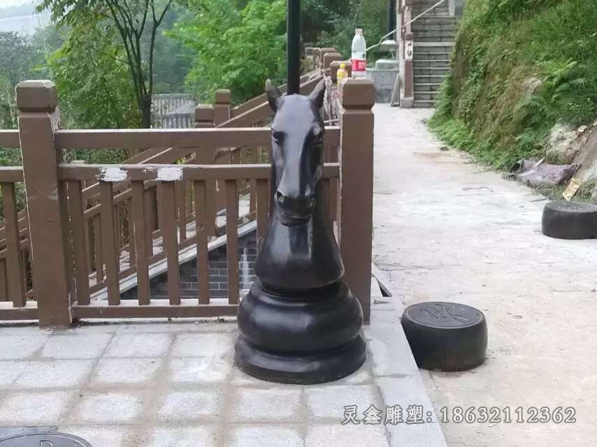 半身马动物景观铜雕