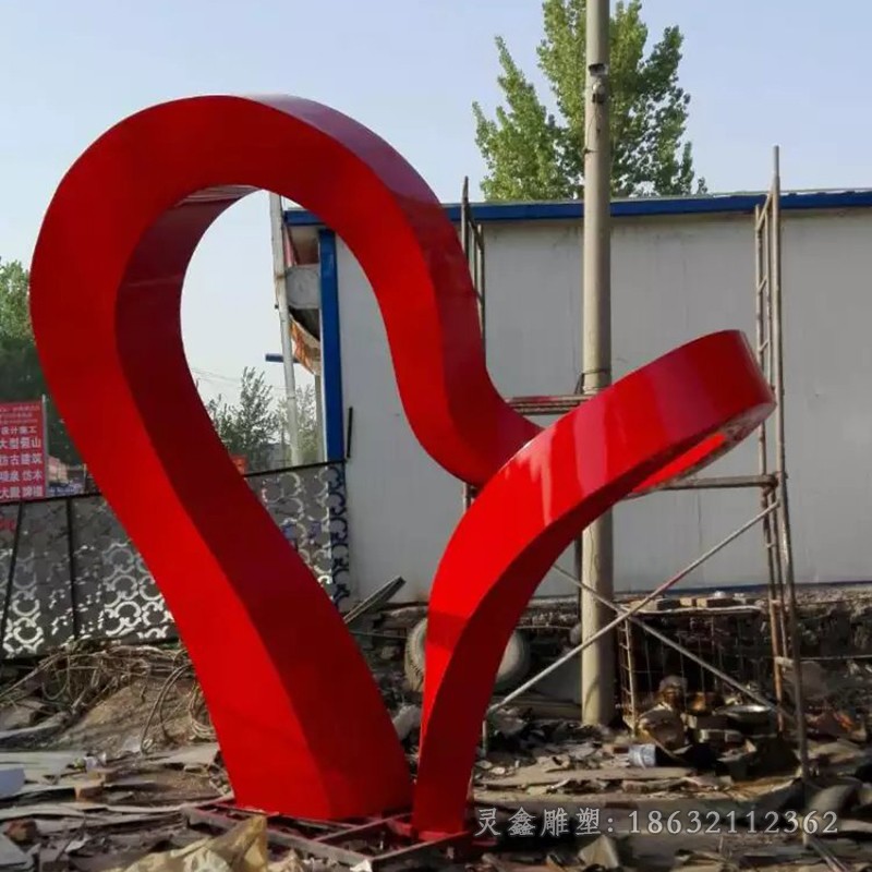 不锈钢彩绘飘带校园雕塑