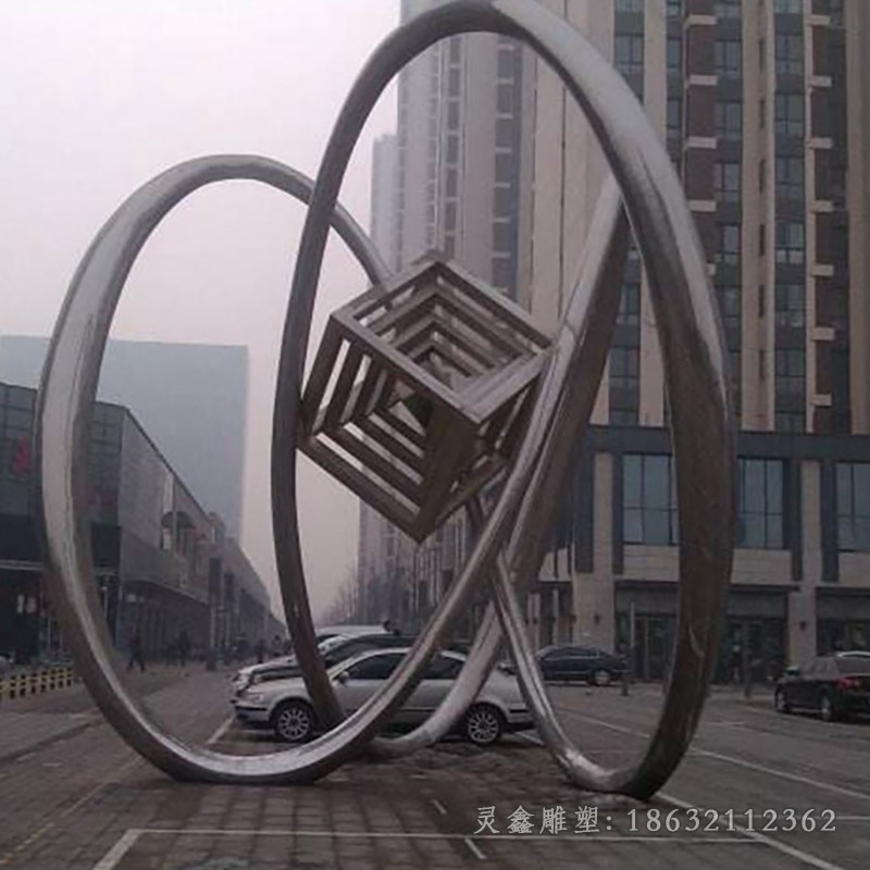 不锈钢镜面飘带标志雕塑