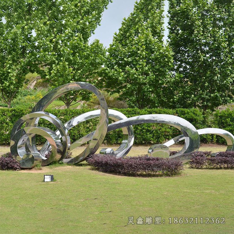 不锈钢镜面飘带标志雕塑