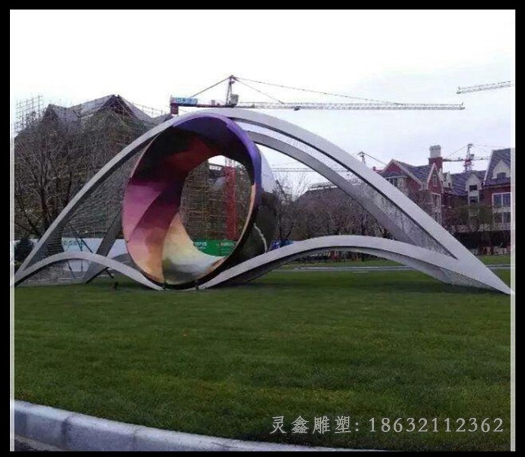 不锈钢彩绘标志广场雕塑