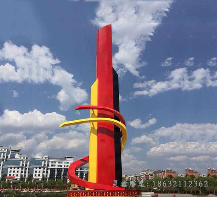 不锈钢彩绘标志别墅雕塑