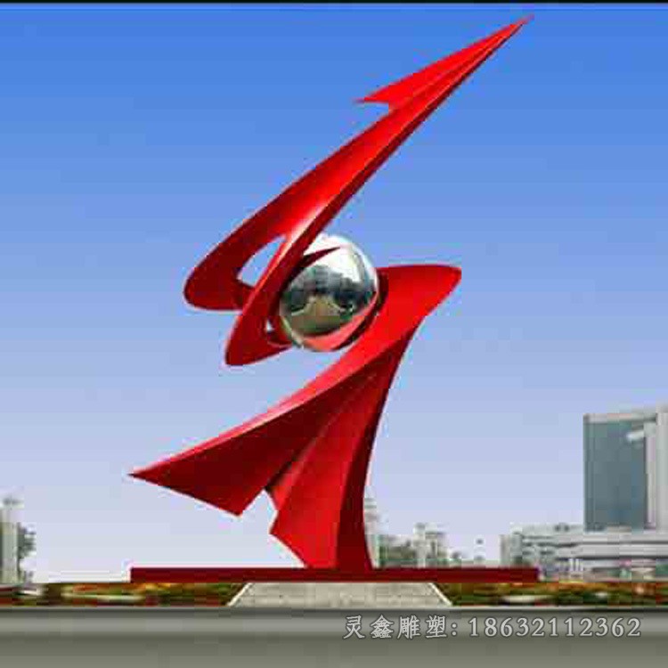 彩绘标志景观不锈钢雕塑
