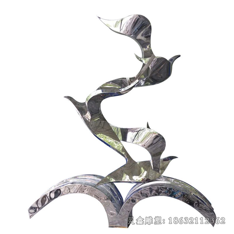 不锈钢镜面抽象景观雕塑