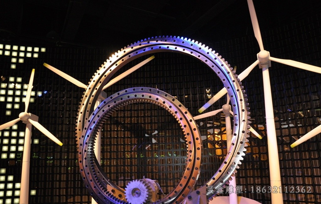 彩绘齿轮不锈钢抽象雕塑