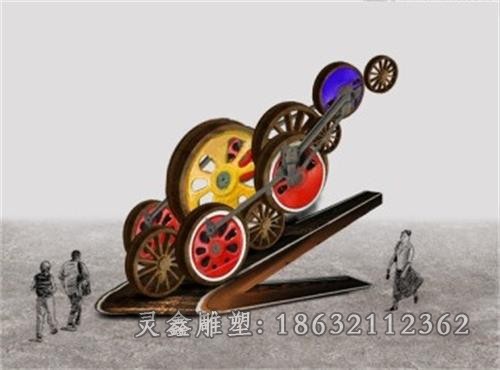 彩绘齿轮景观不锈钢雕塑