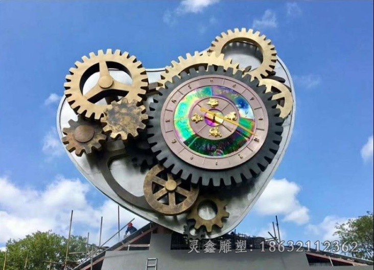 彩绘齿轮景观不锈钢雕塑