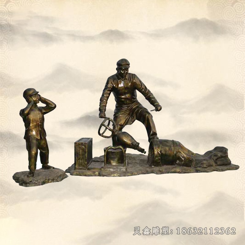 爆爆米花民俗人物铜雕