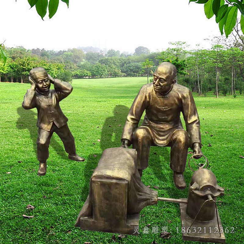 爆爆米花人物民俗铜雕