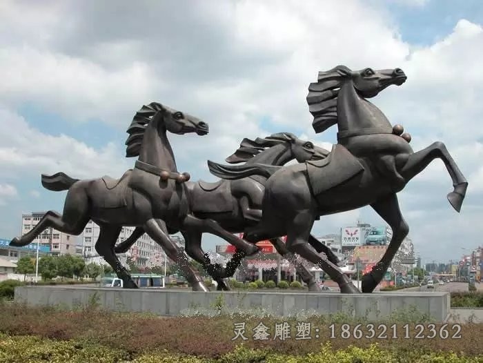 奔跑马动物抽象铜雕